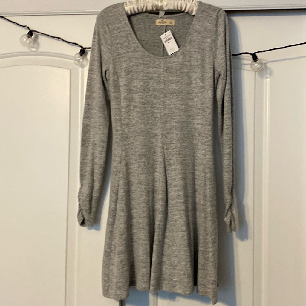 Hollister Gray Skater Long Sleeve Dress Size Small